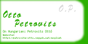 otto petrovits business card